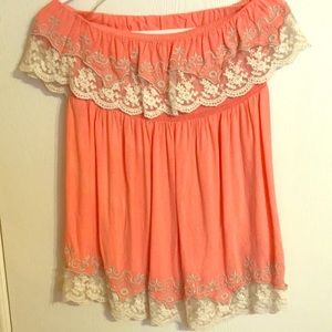 SOLD Coral Off the Shoulder Top Large